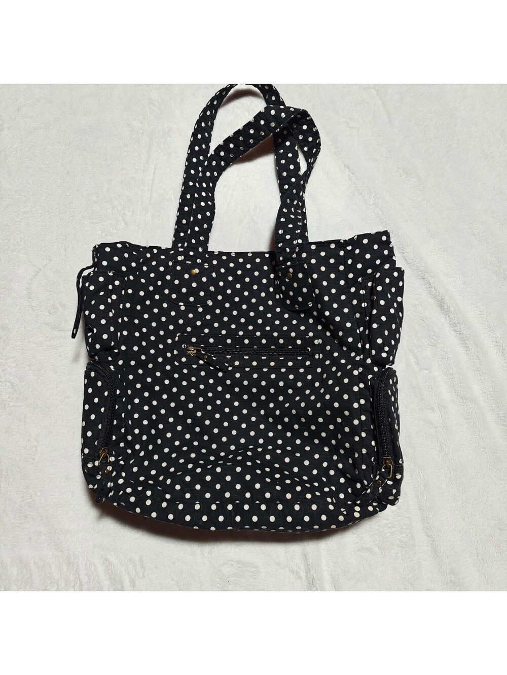 Y2K mossimo black and white polkadot canvas tote bag